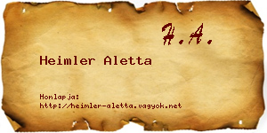 Heimler Aletta névjegykártya